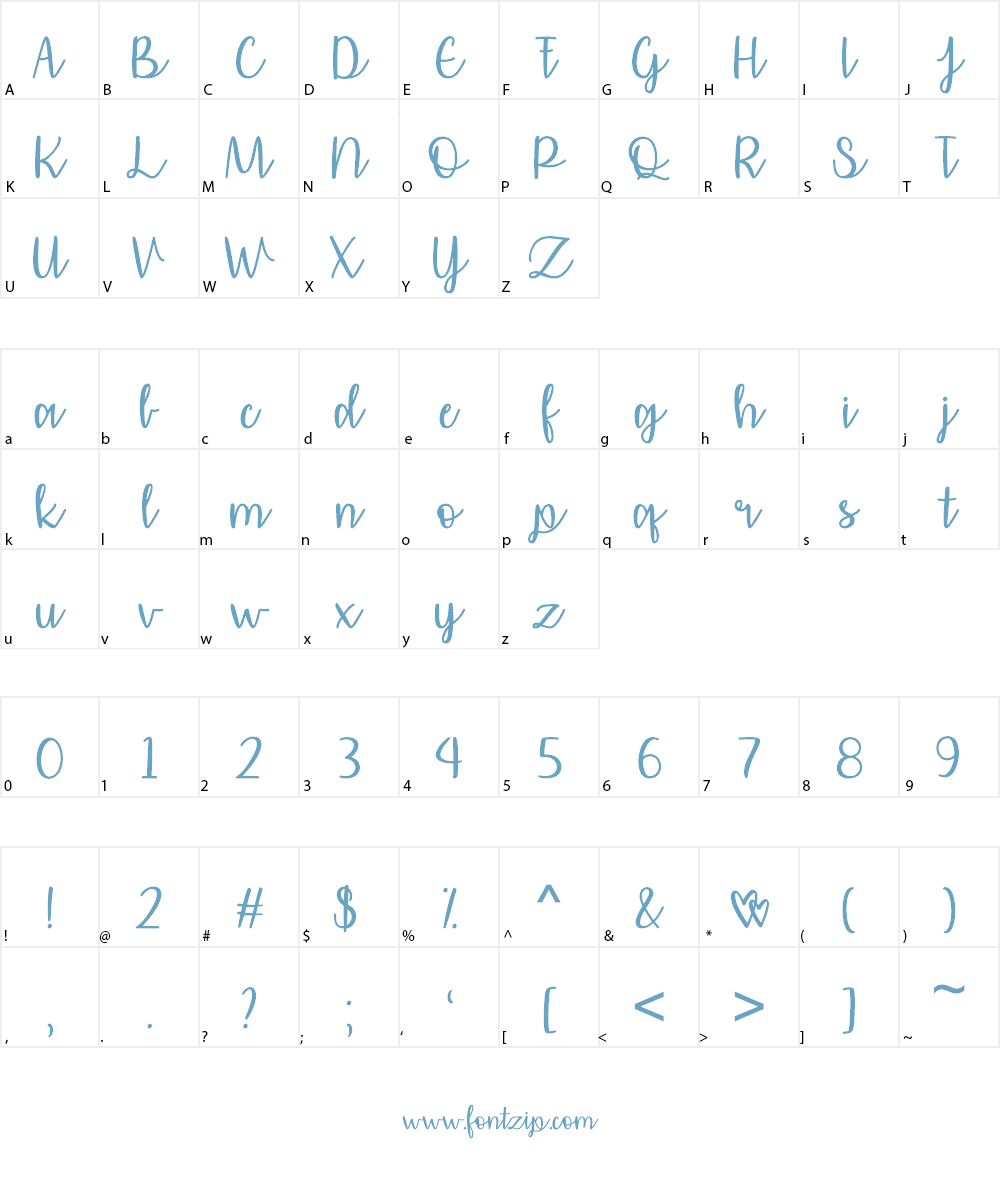 Affectionately Yours Font Character